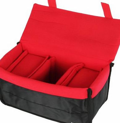 Koolertron Shockproof Padded Foldable Partition Camera Insert Protective Bag For SONY Canon Nikon DSLR Shot Or Flash Light (red)