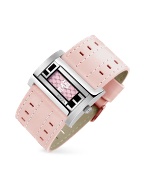 Krizia Women` Pink Wide Leather Band Dress Watch