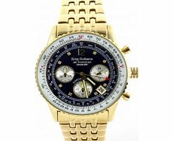 Krug Baumen Air Traveller Diamond Blue Dial Gold