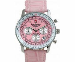 Krug Baumen Air Traveller Pink Dial Pink Strap