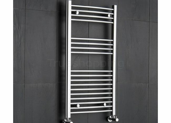 KUDOX  Premium Chrome Curved Heated Bathroom Towel Radiator Rail 1000mm x 500mm