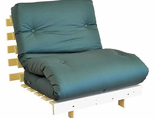 WorldStores Mito Bottle Green Single Futon - 1 Seater Sofa Bed - Pine Frame - Single Bed - Futon and Mattress