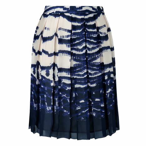 Silver Pleat A-line Skirt Colour Navy