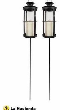 La Hacienda Stake Garden Lanterns Twin Pack