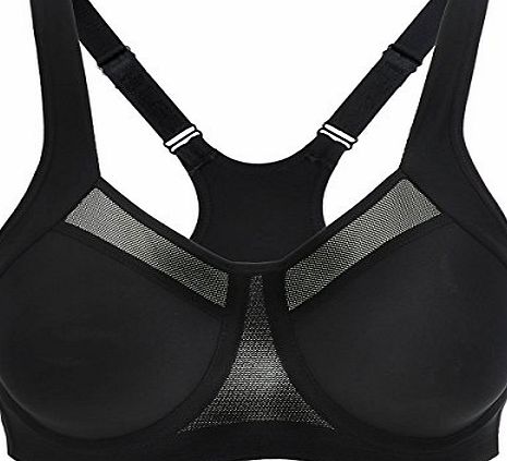 La Isla Womens Level 4 Support Non Padded Powerback Underwire Sports Bra Black 32 C