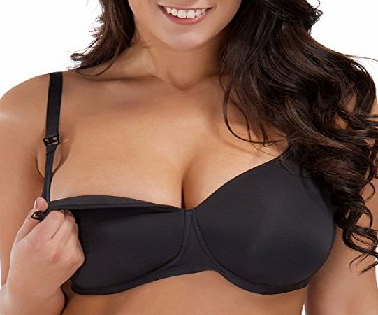 La Isla Womens Maternity Breast Feeding Wire free Padded Nursing Bra Black 36C