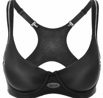 La Isla Womens Racerback Underwire Light-Padded Medium-Impact Sports Bra Black 32 D