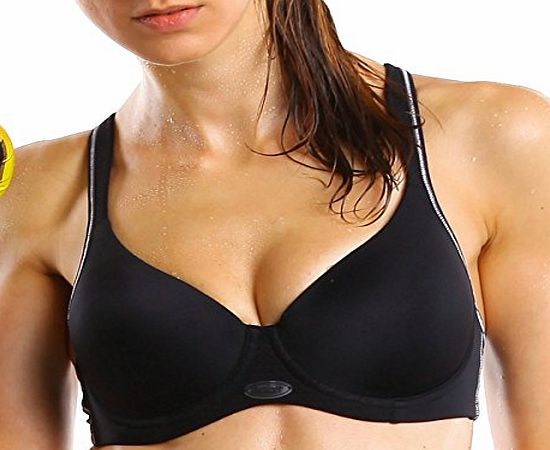 La Isla Womens Racerback Underwire Light-Padded Medium-Impact Sports Bra Black 34 A