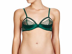 La Perla Mezzanote green silk blend satin bra