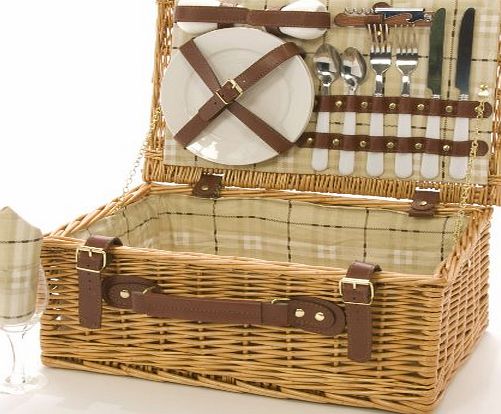 La Roca 2 Person Wicker Picnic Hamper Beige