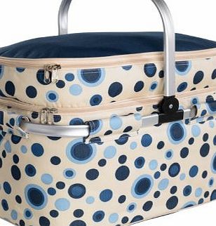 4 Person Fabric Basket Picnic Hamper Blue Dot