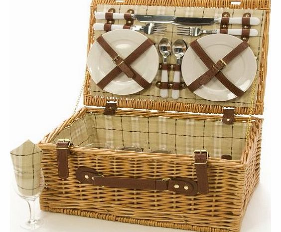 La Roca 4 Person Wicker Picnic Hamper Biege