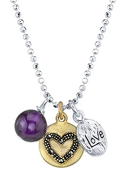 Silver Amethyst Love Charm Pendant 440640