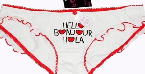 La Senza NEW LADIES EX STORE LA SENZA HELLO BONJOUR HOLA BRIEFS SIZE UK 12-14 EUR 40-42 UNDERWEAR WOMEN KNICK