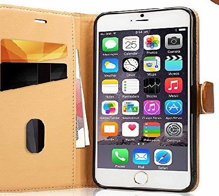 Labato iPhone 6 Plus Case Brown Genuine Leather Wallet Cover Lbt-I6L-04Z20