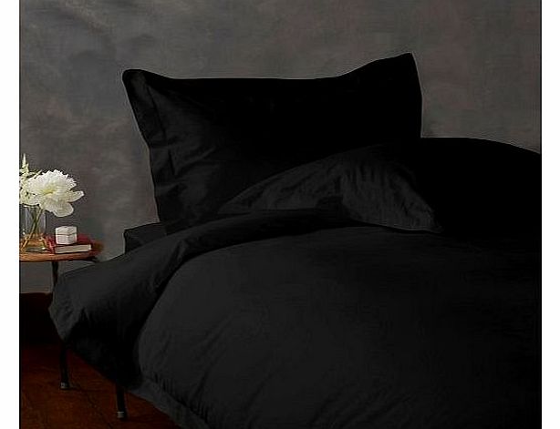 300 TC Egyptian cotton Duvet Cover Italian Finish Solid ( Small Double , Black )