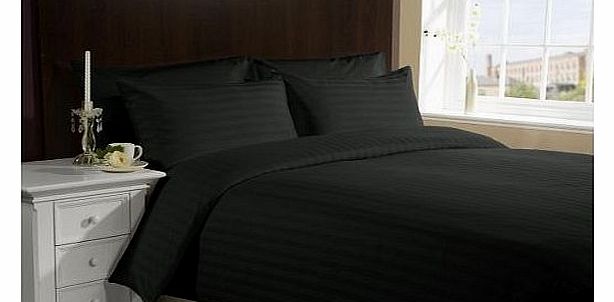 300 TC Egyptian cotton Duvet Set Italian Finish Stripe ( Uk Single , Black )