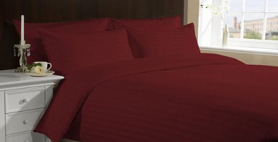 Lacasa Bedding 300 TC Egyptian cotton Duvet Set Italian Finish Stripe (UK Double , Burgundy )