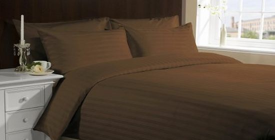 Lacasa Bedding 300 TC Egyptian cotton Duvet Set Italian Finish Stripe (UK Double , Choclate )