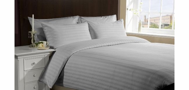 Lacasa Bedding 300 TC Egyptian cotton Duvet Set Italian Finish Stripe (UK Double , Silver Grey )