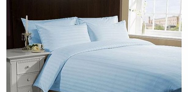 Lacasa Bedding 300 TC Egyptian cotton Duvet Set Italian Finish Stripe (UK King , Sky BLue )