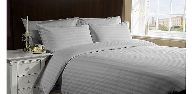 400 TC Egyptian cotton Duvet Set Italian Finish Stripe (UK King , Silver Grey )