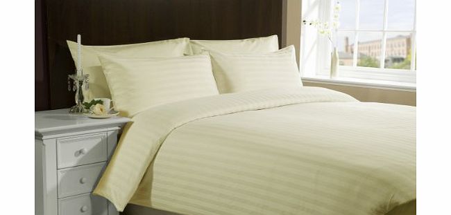 Lacasa Bedding 800 TC Egyptian cotton Duvet Set Italian Finish Stripe (UK Double , Ivory )