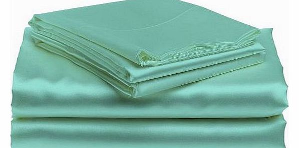 Satin Duvet Set Italian Finish Solid (UK King , Aqua Blue )