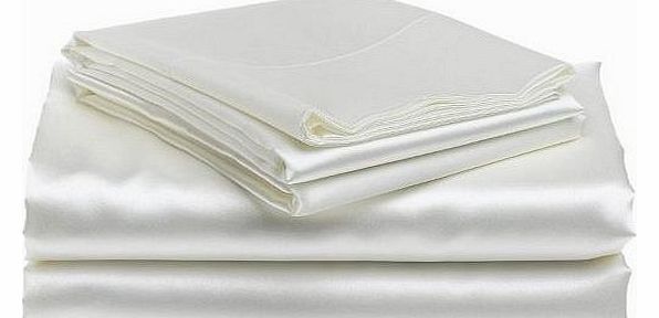 Satin Fitted Sheet Italian Finish Solid (UK King , White )