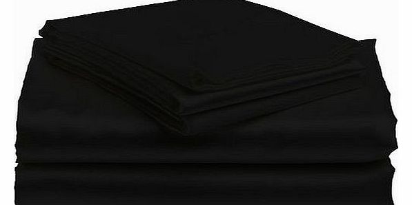 Satin Flat Sheet Italian Finish Solid ( UK Super King , Black )