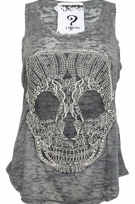 Lace Skull Burnout Vest 202-863