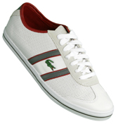 Lacoste Sanson AL Spm White / Red Leather Trainers