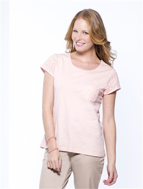 Broderie Anglaise Patch Pocket T-Shirt
