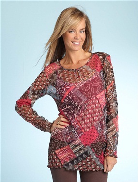 Ladies Crinkle Blouse with Decorative Neckline