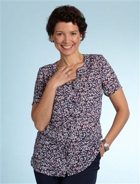 Ladies Floral Blouse with Decrotive Rounded