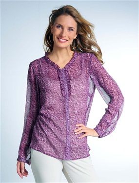 Ladies Floral Print Frilled Blouse