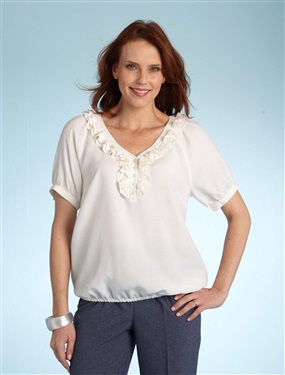 Ladies Frilled V-Neckline Blouse