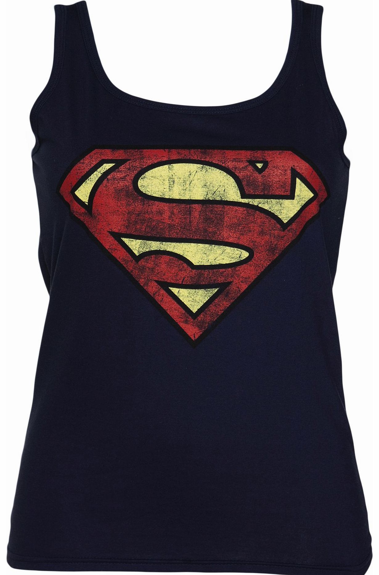 Navy Blue Distressed Superman Logo Vest