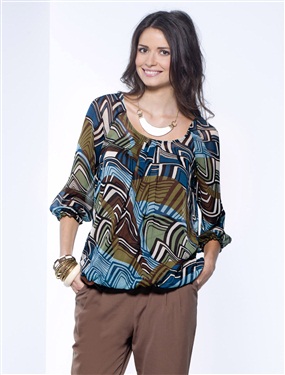 Ladies Printed Crinkled Voile Blouse