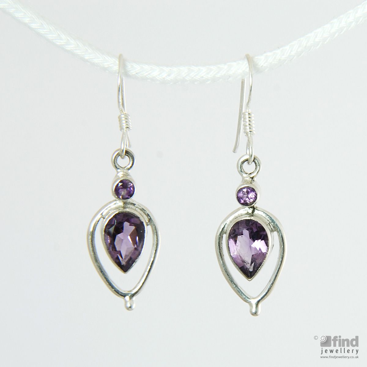 Sterling Silver Amethyst Drop Earrings