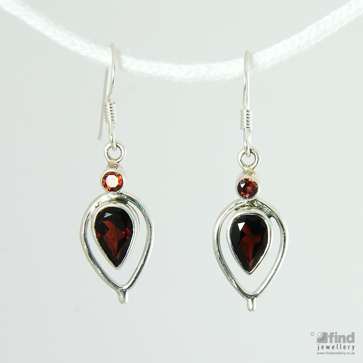 Sterling Silver Garnet Drop Earrings