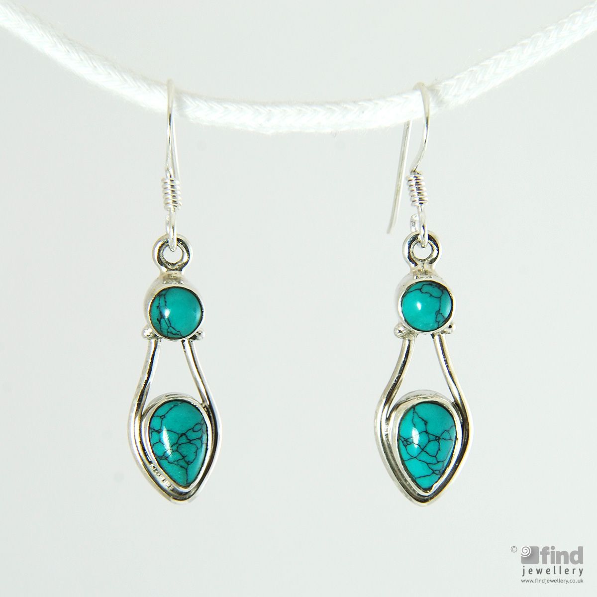 Ladies Sterling Silver Turquoise Earrings