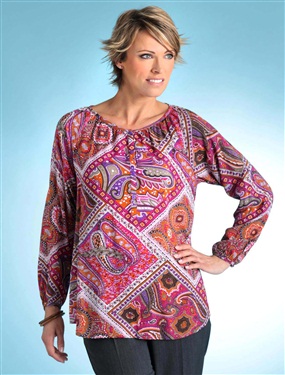 Ladies Vibrant Paisley Print Blouse