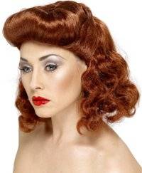 ladies Wig - 40s Pin Up Girl (Auburn)