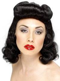 ladies Wig - 40s Pin Up Girl (Black)