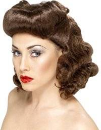 ladies Wig - 40s Pin Up Girl (Brown)