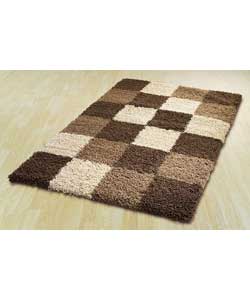 Large Chocolate Norvik Shaggy Blocks Rug - 190 x