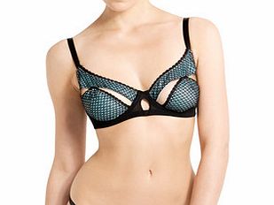 Lascivious Liana blue printed cut-out bra