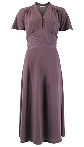 SILK CREPE EMBROIDERED WAIST DRESS