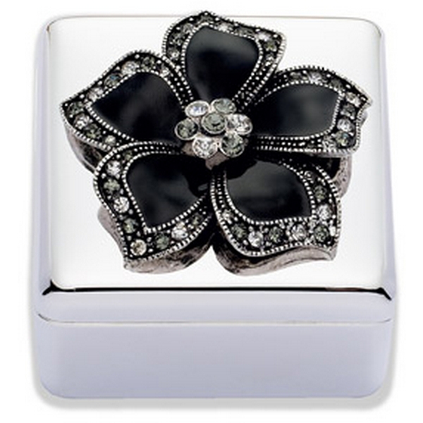 Black Flower Trinket Box by